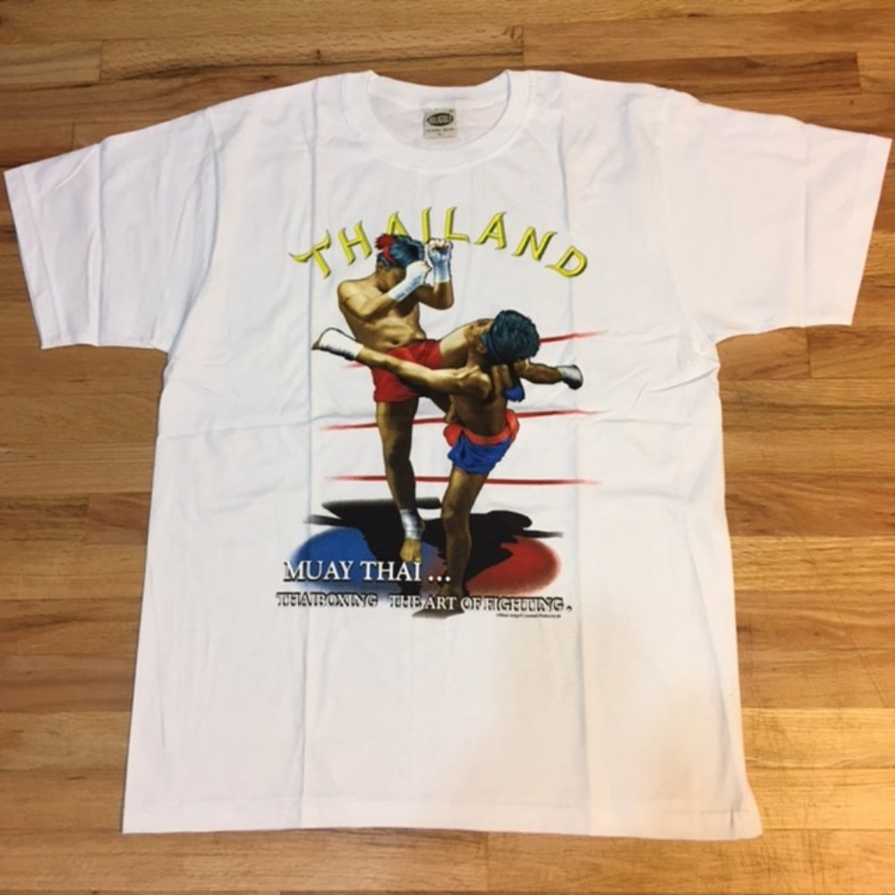 "NWOT" Muay Thai Tee shirt, White, Large